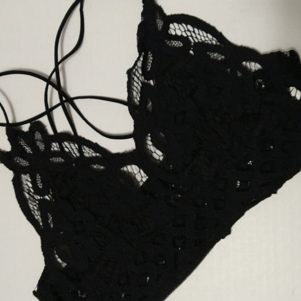 Black Crochet Lace Bralette Size M
